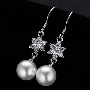 Elegant Dangle Earrings with Faux Pearl & Rhinestone Accents